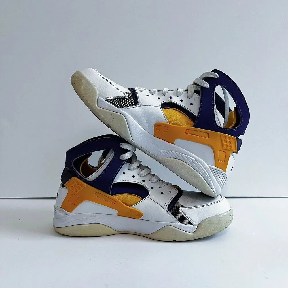 2015 Nike Air Flight Huarache White Gold Purple Kobe Rare 705005 101 Rare Sz 8.5